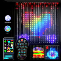 LED RGB Smart Curtain Lights with Music App Controls Fairy Light DIY String Lamp Party Window Curtain Bedroom Christma Deco
