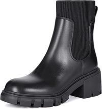Women's Chelsea Boots Fashion Slip on Platform Ankle Boots Lug Sole Chunky Booties