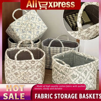 Laundry Storage Baskets Fabric Pastoral Debris Organizing Bag with Handle Washable Clothes Hamper for Office Home Bedroom Clothe