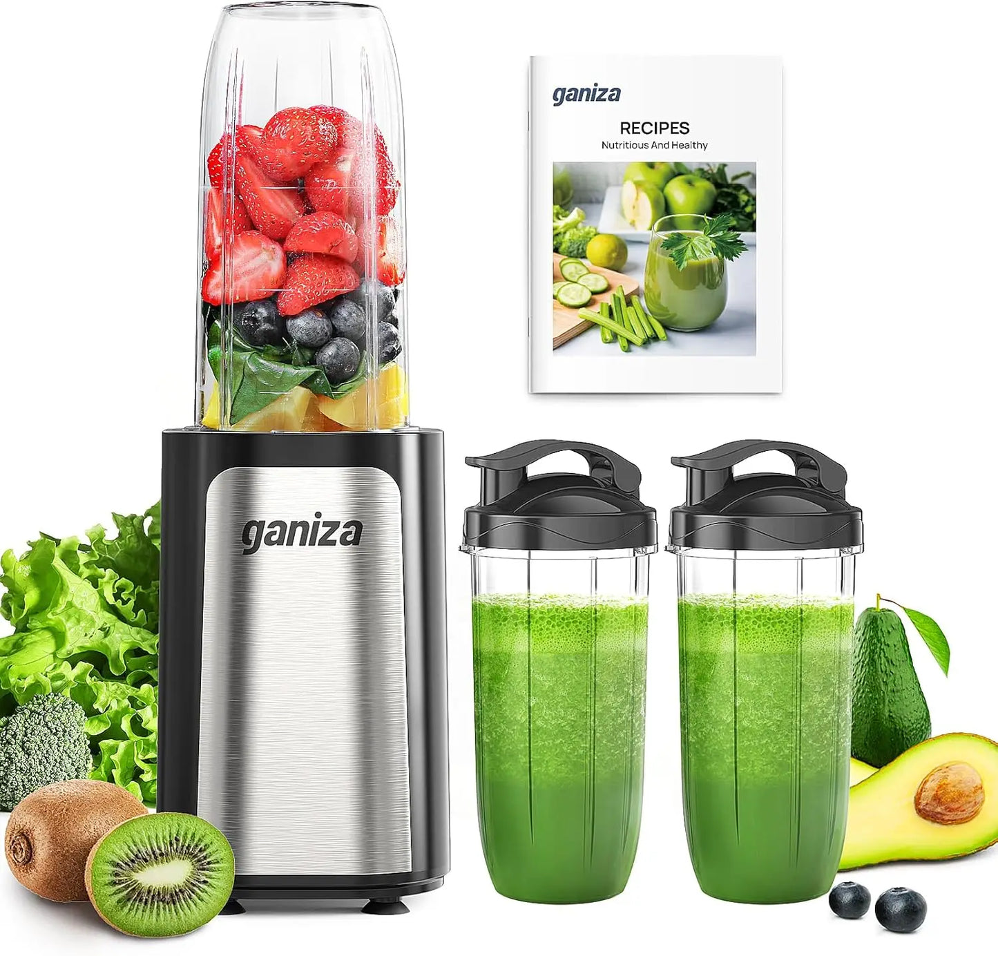 14-Piece Personal Blender for Smoothies and Shakes with 3 Portable Cups, Single-Serve Kitchen Appliance for Nutritious Recipes