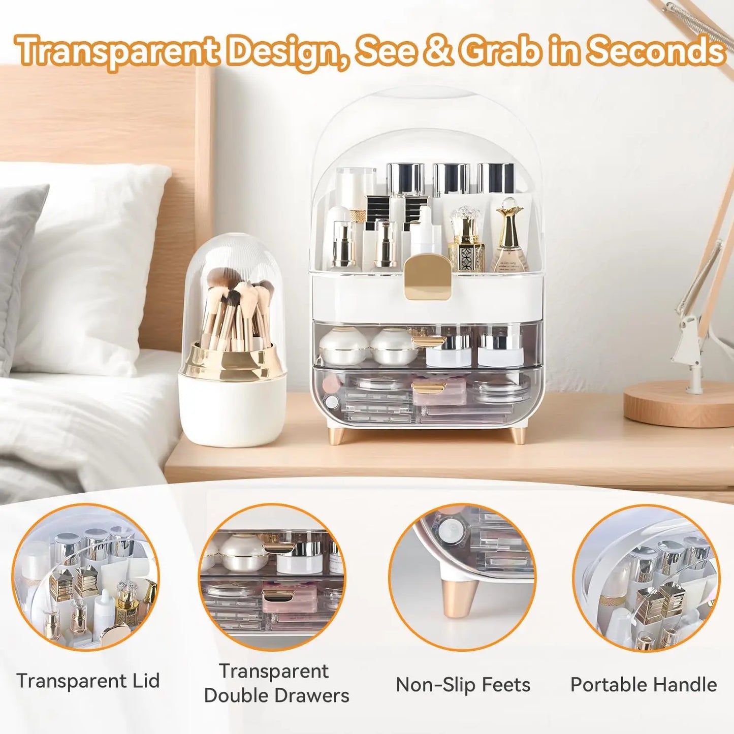 Makeup Organizer Countertop, Skincare Bathroom Counter Organizer, Storage Box Cosmetic Display Cases, Teen Girl Gifts Trendy