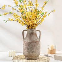 11 Inch Large Ceramic Terracotta Vase with Handles Farmhouse Rustic Style for Home Living Room Table Centerpiece Decor