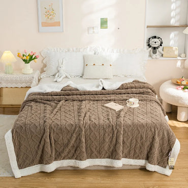 Warm Wool Sherpa Thick Blankets Fluffy Soft Coral Fleece Bedspread on The Bed Single Double Winter Plush Coraline Furry Throw