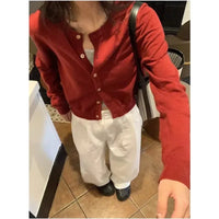 Autumn Winter Long Sleeve Sweater Coat Women New Fashion Buttons Knitted Cardigan Office Lady Casual Slim Knit Clothes