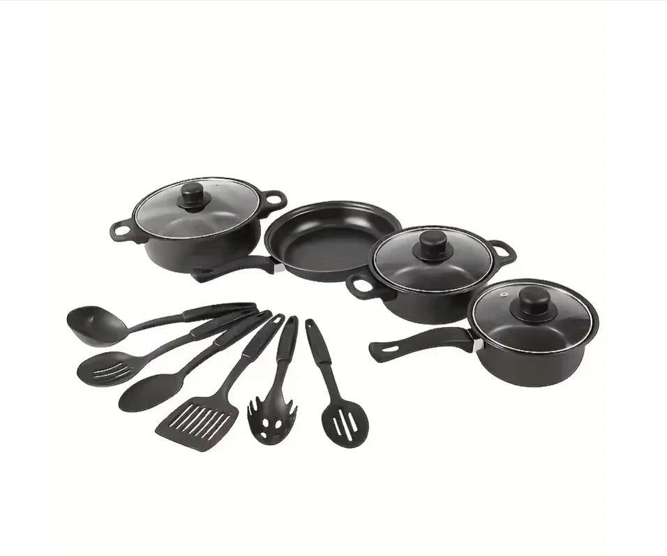 13-Piece Nonstick Cookware Set, Induction Compatible Pots and Pans with Frying Pan & Utensils for Home Kitchen or Camping