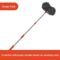 NEW Car Washer Mop Foam Wash Chenille Brush Double Brush Head Roof Window Cleaning Maintenance Three-Section Telescopic Mop