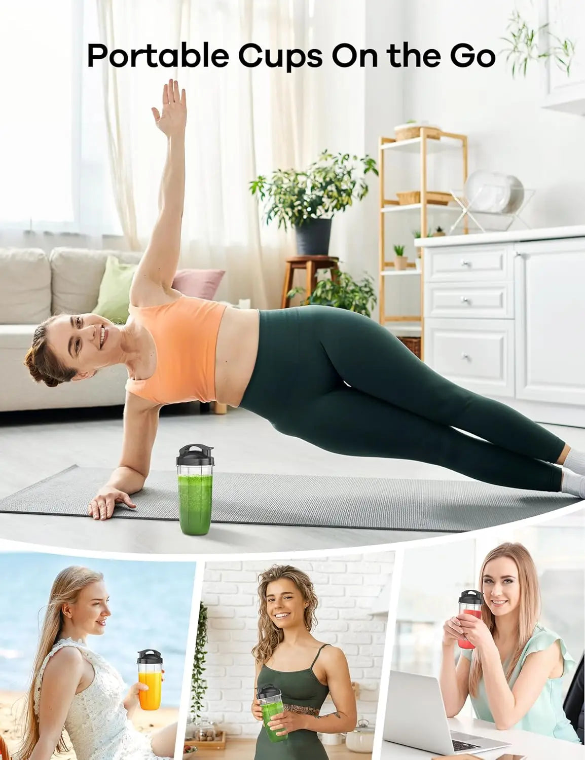 14-Piece Personal Blender for Smoothies and Shakes with 3 Portable Cups, Single-Serve Kitchen Appliance for Nutritious Recipes