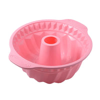 LMETJMA 9.5 Inch Silicone Fluted Pans Non-stickFluted Cake Pan with Sturdy Handle Kitchen Bundt Cake Baking Molds JT366