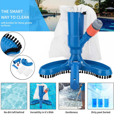 Professional Pool Cleaning Suction Set with Brush Multipurpose Pool Vacuum Suction Head Lightweight EU Plug for Spa Water Park