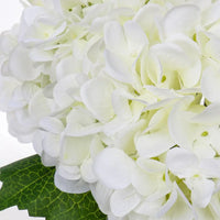 Silk Hydrangea Artificial Flowers in Glass Vase with Faux Water - Home Bathroom Office Table & Shelf Centerpiece Decorations