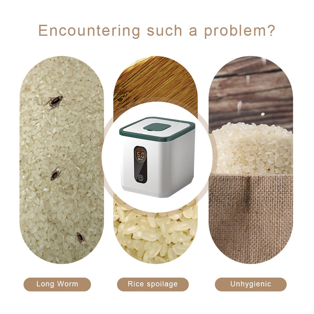 5KG Food Storage Container with Measuring Cup Rice Storage Container Moisture Proof Rice Bucket for Kitchen Pantry Organization