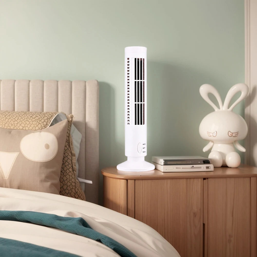 LED Tower Fan Bladeless Cooling Fan 2 Gear Speed Stand Up Tower Fan Portable Electric Floor Fan for Living Room Bedroom