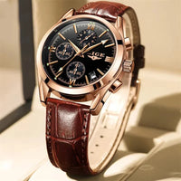 LIGE Fashion Mens Watches Top Brand Luxury Military Quartz Watch Premium Leather Waterproof Sport Chronograph Watch for Man+Box