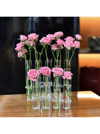 4/6/8PCS Creative Simple Hinged Flower Vase Hydroponics Plant Pot Clear Glass Test Tube Hanging Flower Holder for Home Decoratio