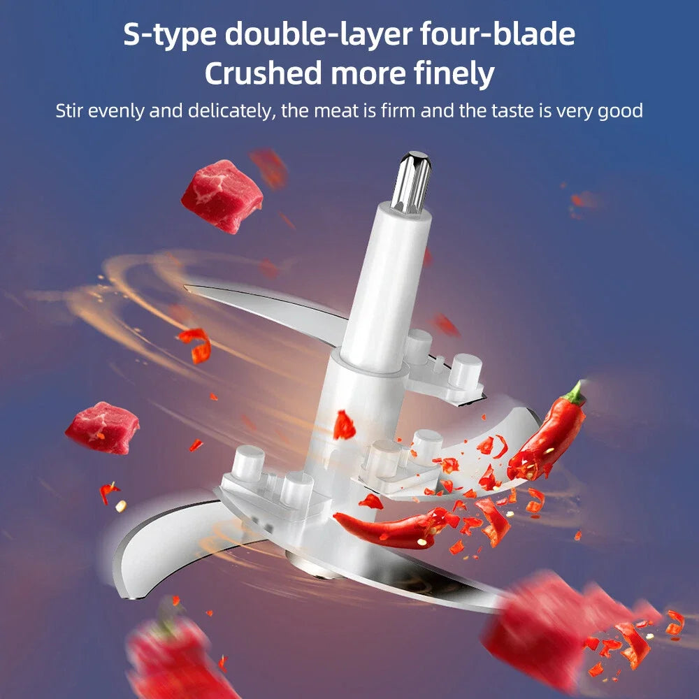 110V Stainless Steel Food Chopper 2L Capacity Fully Automatic Meat Grinder Kitchen Utensils Appliance Adjustable Food Processor
