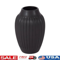 Ribbed Matte Black Ceramic Curved Vase Tabletop Decorative Flower Arrangements Elegant Home Decor Gift Idea Indoor Use