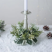 European Candlestick Wreath Artificial Plant Cherry Pinecone Garland Candle Holder Christmas Decoration Table Wedding Home Decor