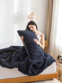 Warm Reversible Ultra-Soft Comforter Set , Breathable Fluffy Bedding Down Comforters Sets &Pillowshams for Women Girls