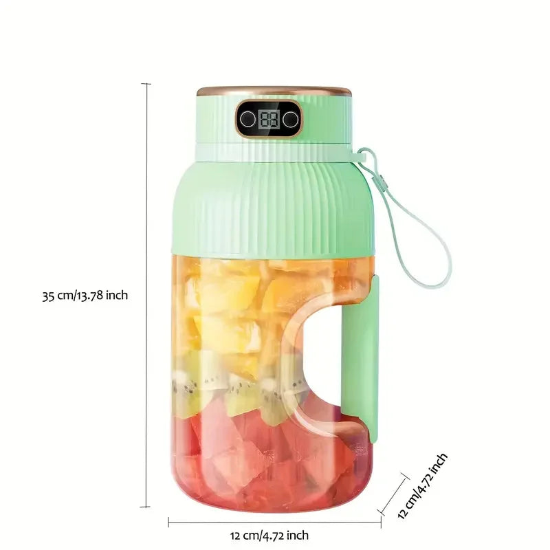 40oz USB-C Rechargeable Green Juicer Blender - Portable Smoothie Maker for Shakes, Juices, Dual Lids, Silicone Straw, Easy Clean