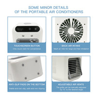 Portable USB Mini Air Conditioner Fan with 2 Speeds, Touch Control & Mist Spray for Office & Dorm, Fast 3-Second Cooling
