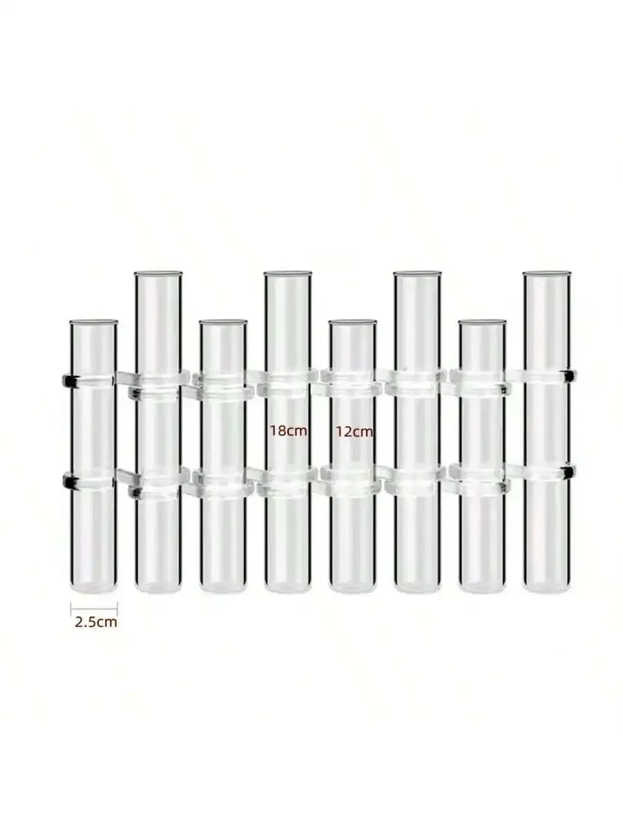 4/6/8PCS Creative Simple Hinged Flower Vase Hydroponics Plant Pot Clear Glass Test Tube Hanging Flower Holder for Home Decoratio