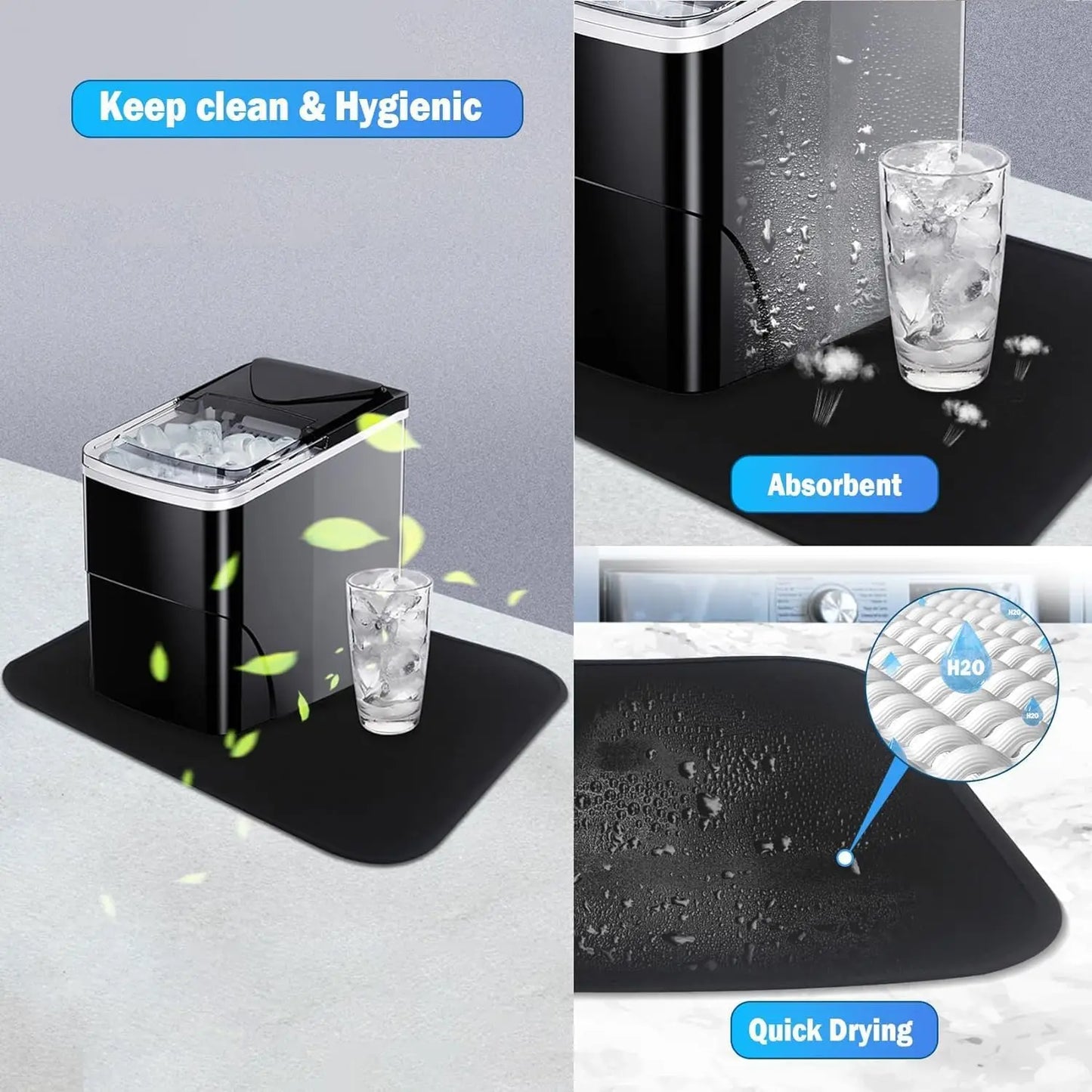 Absorbent Sliding Mat for Ice Makers and Kitchen Appliances, Countertop Dish Drying Accessory