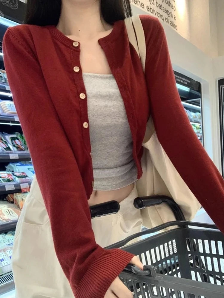 Autumn Winter Long Sleeve Sweater Coat Women New Fashion Buttons Knitted Cardigan Office Lady Casual Slim Knit Clothes