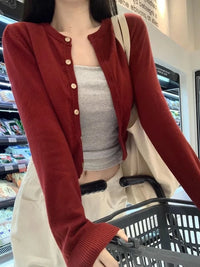 Autumn Winter Long Sleeve Sweater Coat Women New Fashion Buttons Knitted Cardigan Office Lady Casual Slim Knit Clothes