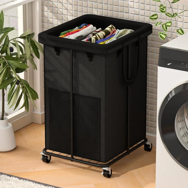 150L Large Laundry Hampers Basket with Removable Washing Bag, Metal Frame Design Suitable for Laundry Room (Black with Bag)