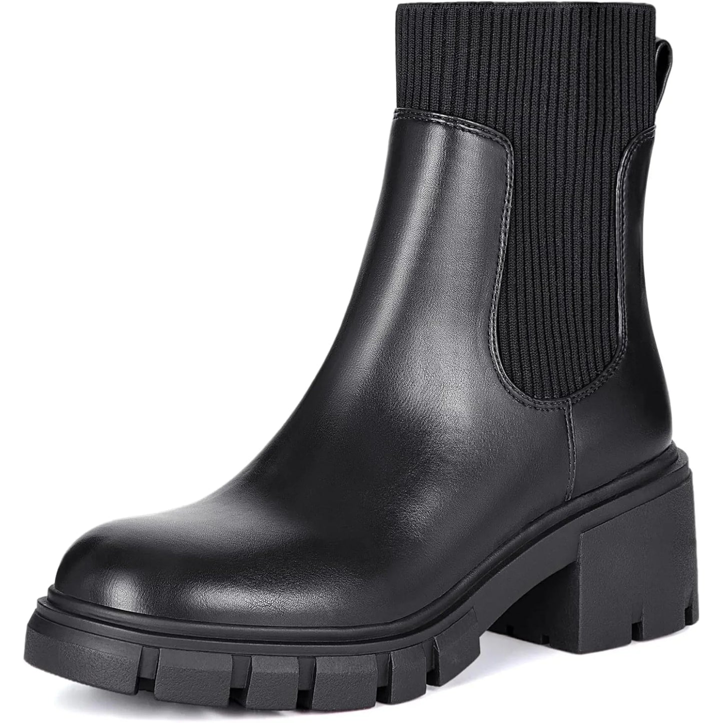 Women's Chelsea Boots Fashion Slip on Platform Ankle Boots Lug Sole Chunky Booties