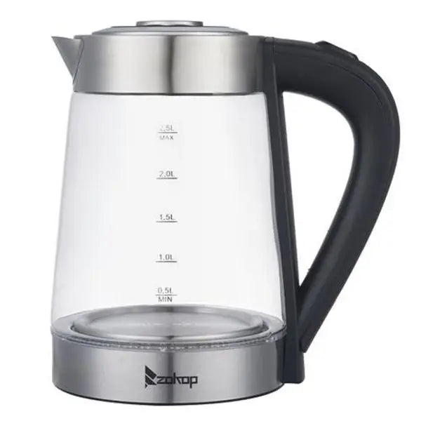 2.5L 1200W 110V Electric Kettle with Blue Glass LED Light - Fast Boil for Coffee, Tea, Stainless Steel Kitchen Appliance