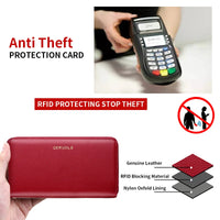 GERUOLA Genuine Leather Wallet with Wrist Strap - Anti-Theft RFID Blocking, Zippered Coin Pocket, Credit Card Slots & ID Holder