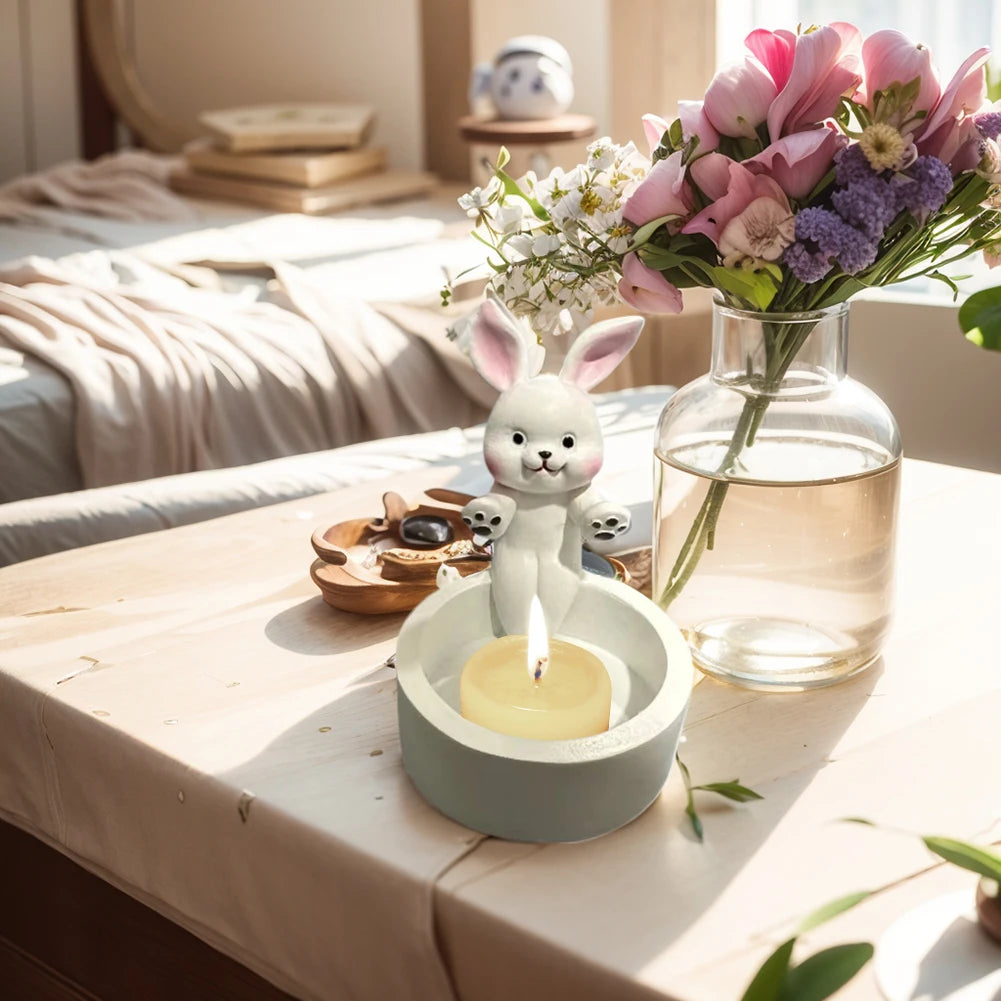Cat/Dog/Rabbit/Fox Animal Candle Holder Warming Paws Candlestick Holder Cute Candlestick Lamp Holder Cartoon for Home Decor