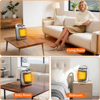 Portable Ceramic Heater & Fan 1500W/750W Thermostat Safe Quiet Heating&Cooling for Rooms up to 200Sq Ft for Office Desk Bedroom