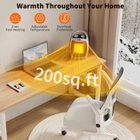 Portable Ceramic Heater & Fan 1500W/750W Thermostat Safe Quiet Heating&Cooling for Rooms up to 200Sq Ft for Office Desk Bedroom