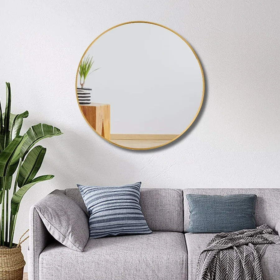 Round Mirror 24 inch Circle Wall Mirror Metal Frame Circle Bathroom Mirror Circular Mirrors for Wall Living Room Bedroom Vanity