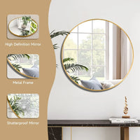 Round Mirror 24 inch Circle Wall Mirror Metal Frame Circle Bathroom Mirror Circular Mirrors for Wall Living Room Bedroom Vanity