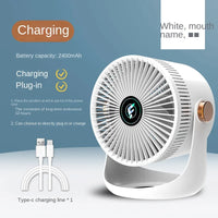 USB Rechargeable Cooling Fan, 2400mAh Portable Silent Fan for Office, Outdoor, Home Use, Compact & Lightweight