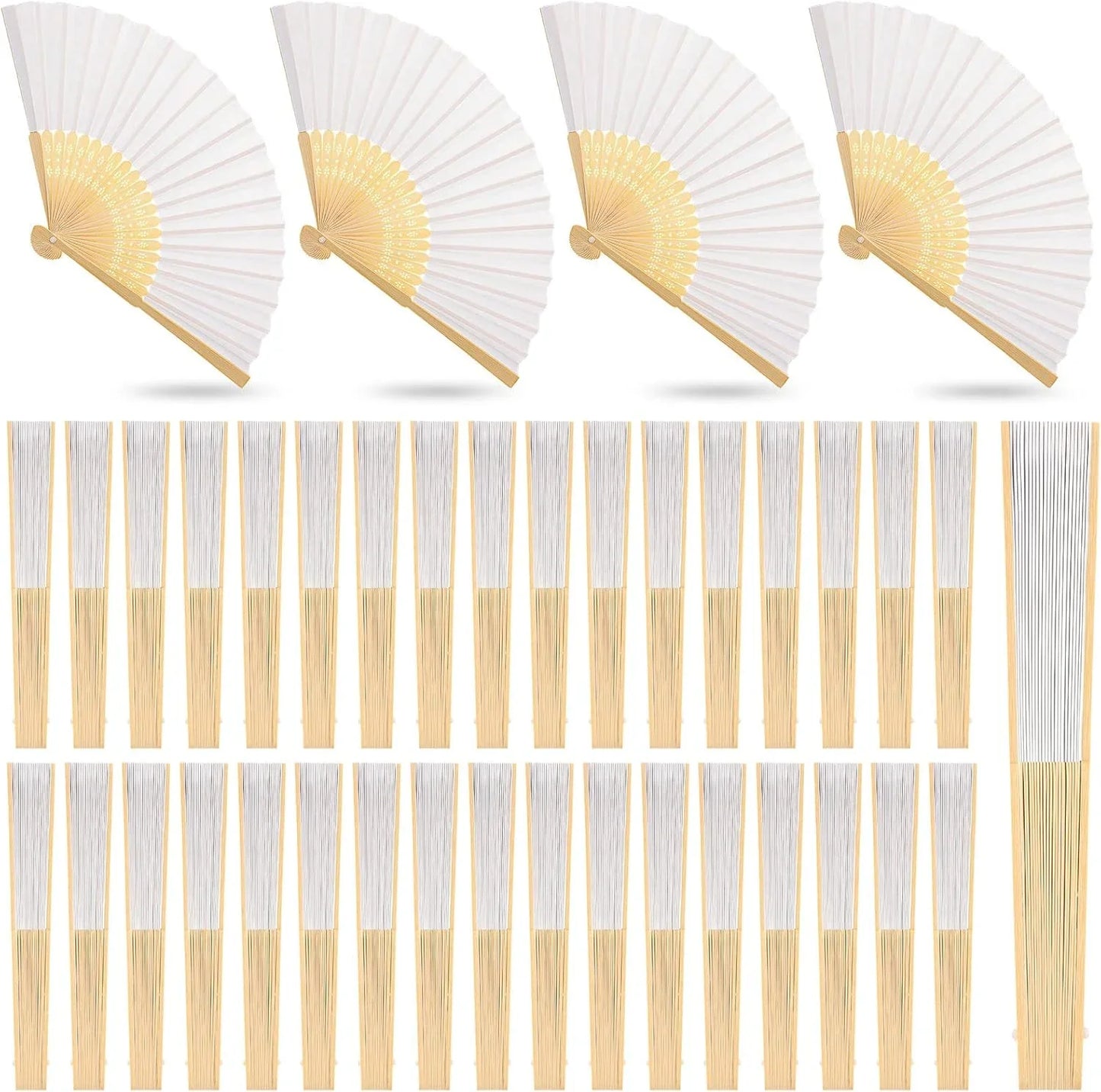 1-50PCS Paper Bamboo Folding Hand Fan Wedding Personalized Fans Party Decor Art Craft DIY Folding Fan for Wedding Party Decor