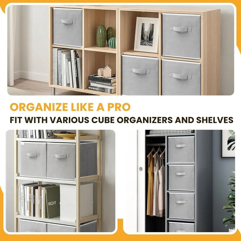Large Storage Cubes, 13x13 Cube Storage Bins, Collapsible Storage Bins, Dual Handles, Cube Baskets, Shel, Closet Organizers, Sto