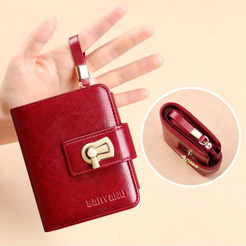 Fashion Women's Wallet Small Zipper Card Holder Coin Bag Large Capacity Cowhide Genuine Leather Purse for Girls Birthday Gifts