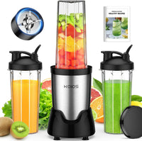 Personal Blender with 3 To-Go Cups, 22000 RPM for Smoothies and Shakes, Detachable Blade, Portable Kitchen Appliance in Black
