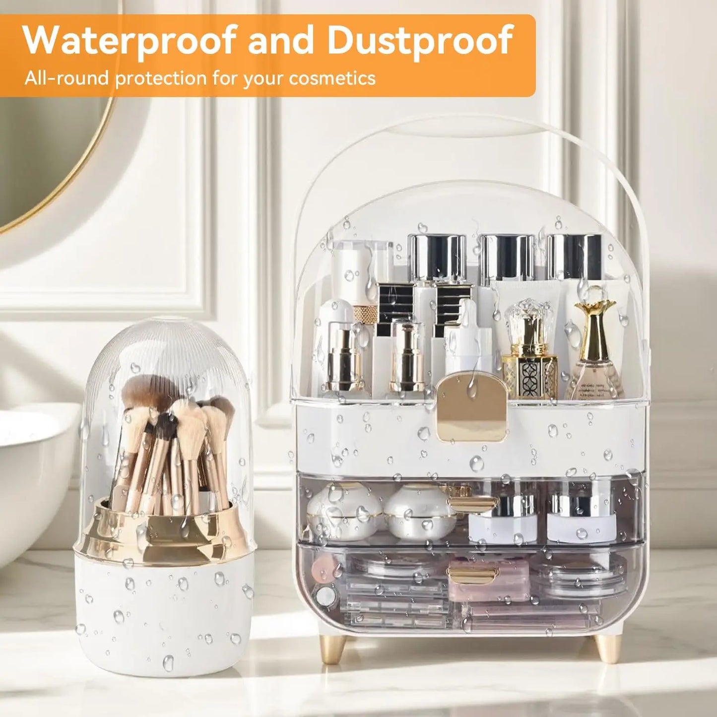 Makeup Organizer Countertop, Skincare Bathroom Counter Organizer, Storage Box Cosmetic Display Cases, Teen Girl Gifts Trendy