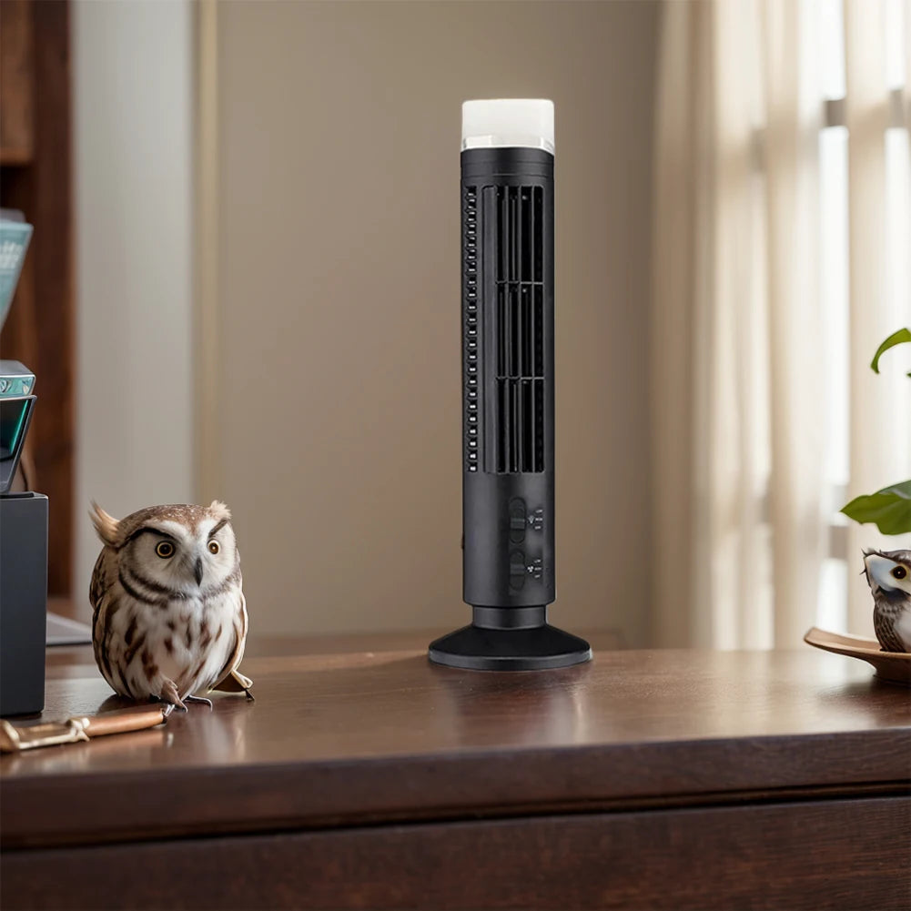 LED Tower Fan Bladeless Cooling Fan 2 Gear Speed Stand Up Tower Fan Portable Electric Floor Fan for Living Room Bedroom