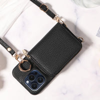 PU Leather Wallet Phone Case For iPhone 16promax 16e 15 14 13 12 11promax plus 7 8 XS XR Crossbody Strap with Card Slots Cover