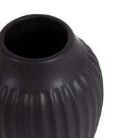Ribbed Matte Black Ceramic Curved Vase Tabletop Decorative Flower Arrangements Elegant Home Decor Gift Idea Indoor Use