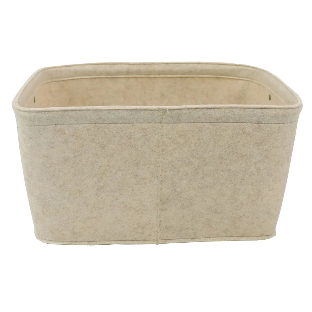 Medium Felt Storage Basket Rectangle Toy Organizer Home Office Library Soft Sturdy Lightweight Faux Leather Handles Easy Clean