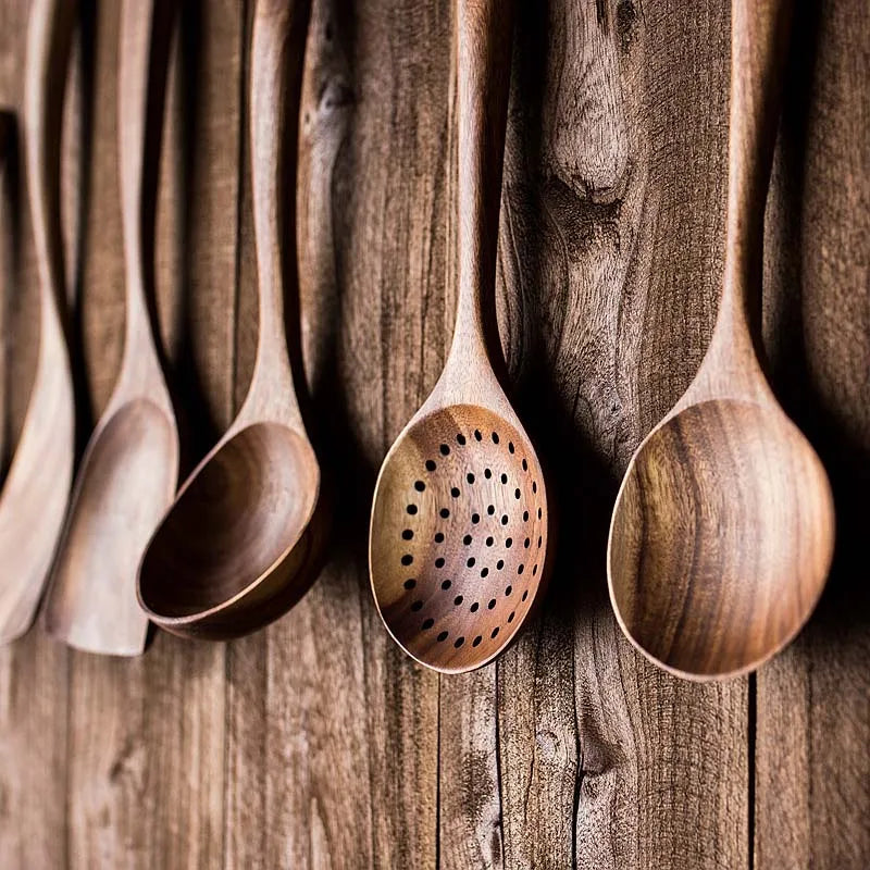5-Pieces Wooden Kitchen Utensils Set – for Home/Restaurant, Odor-Free, Heat & Rot Resistant