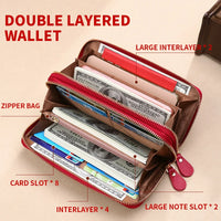 GERUOLA Genuine Leather Wallet with Wrist Strap - Anti-Theft RFID Blocking, Zippered Coin Pocket, Credit Card Slots & ID Holder