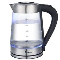 2.5L 1200W 110V Electric Kettle with Blue Glass LED Light - Fast Boil for Coffee, Tea, Stainless Steel Kitchen Appliance